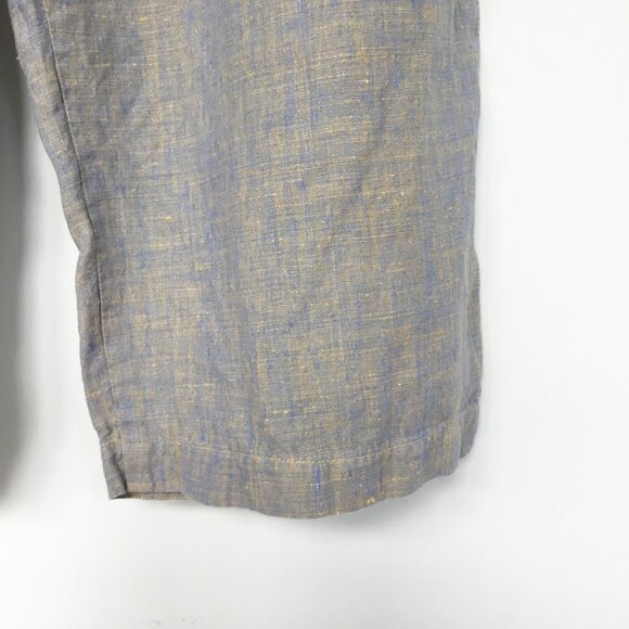 B Hadikusumo Blue & Tan Mélange Linen Ankle Wide Leg Pants L - Picture 6 of 8